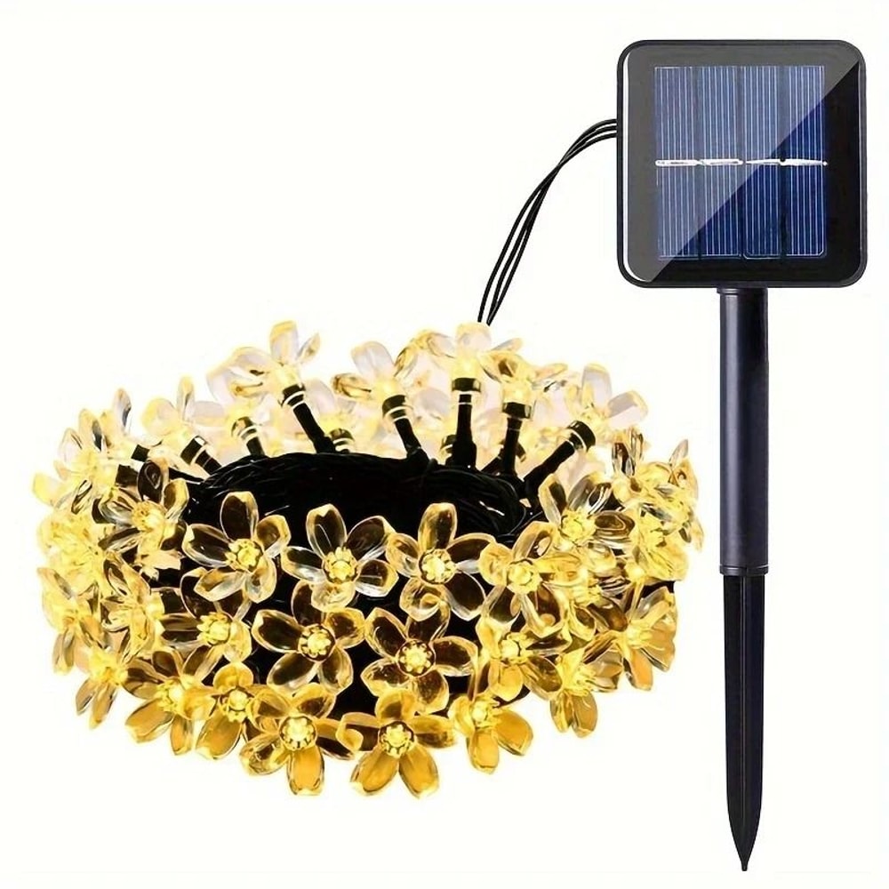 Solar Sakura String Lights Outdoor Waterproof Flower Fairy Garden Lights 1