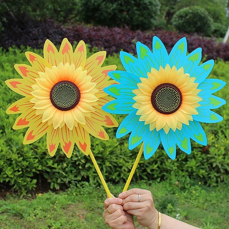 Colorful Sunflower Windmill Garden Wind Spinner Outdoor Lawn Decoration 9