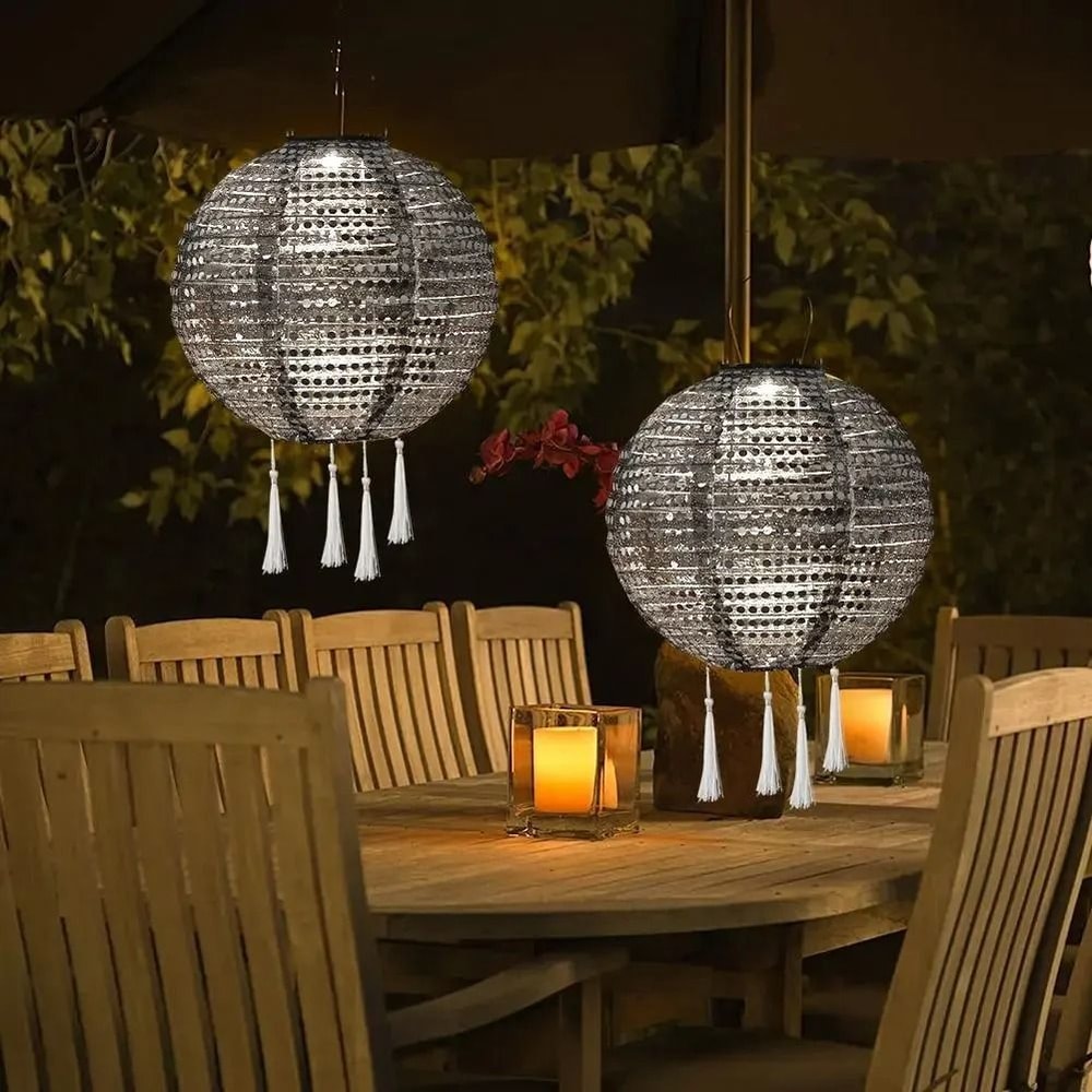 LED Solar Hanging Lantern Waterproof Outdoor Garden Projection Light 5