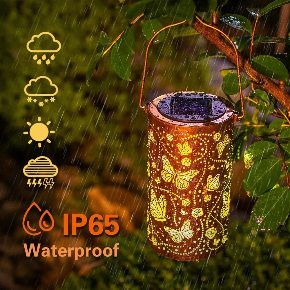 Butterfly Solar Hanging Lantern Metal Outdoor Garden Patio Decorative Light 5