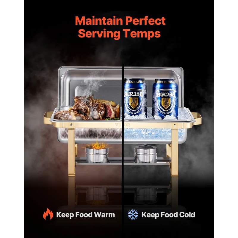 SucceBuy Stainless Steel Chafing Dish Buffet Set 8 Qt Catering Food Warmer Server 4 Pack 4