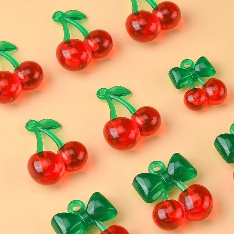 10 Piece Cherry Pendant Charms Acrylic DIY Jewelry Making Charms 1