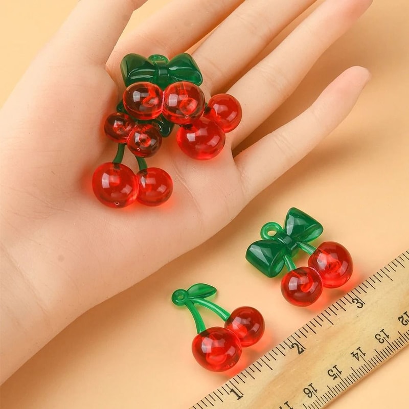 10 Piece Cherry Pendant Charms Acrylic DIY Jewelry Making Charms 3