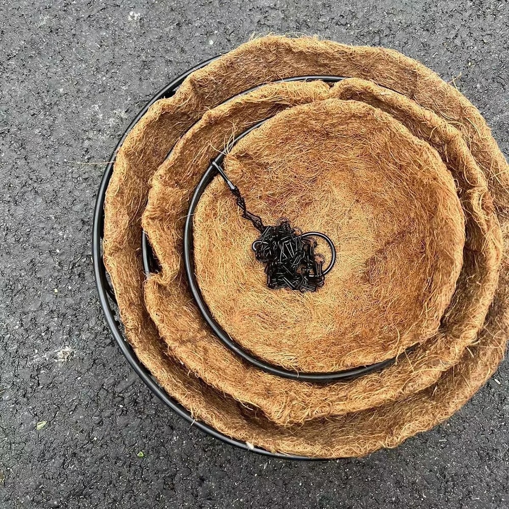 Coconut Fiber Hanging Flower Pot Basket Iron Chain Hanging Plant Basket 6