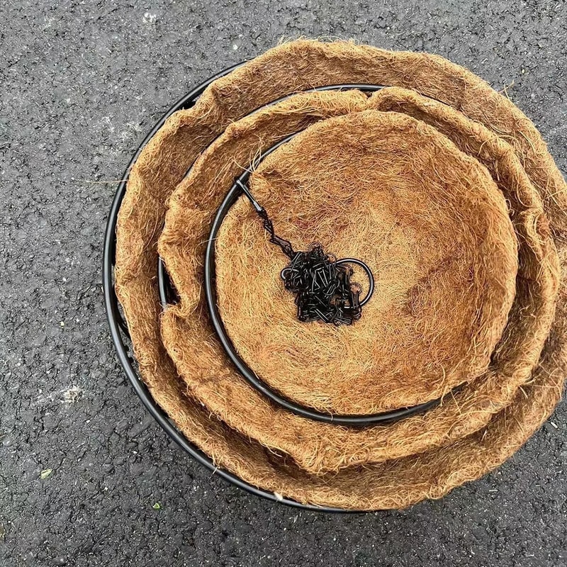 Coconut Fiber Hanging Flower Pot Basket Iron Chain Hanging Plant Basket 6