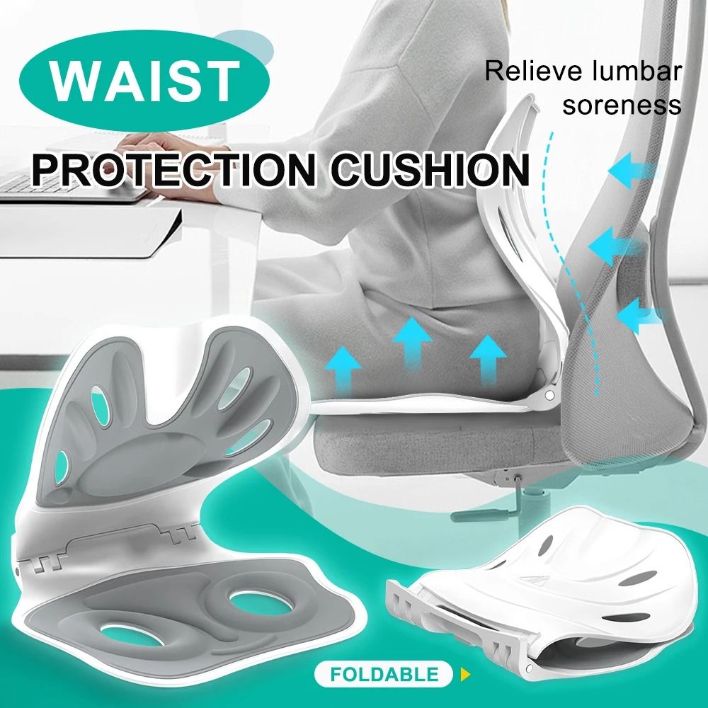 Foldable Lumbar Back Support Cushion Ergonomic Chair Waist Support Pillow 0