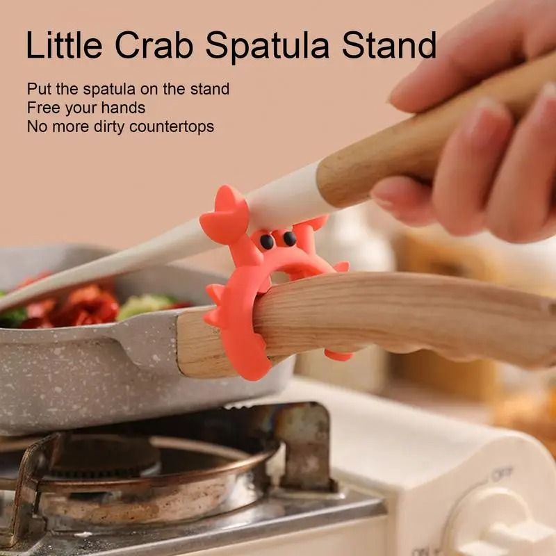 Crab Shaped Silicone Utensil Rest Heat Resistant Ladle And Spoon Holder 6