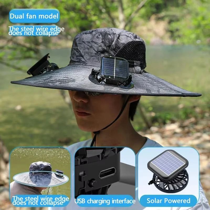 SolarBreeze Solar Fan Hat Outdoor Cooling Fishing And Hiking Cap 0