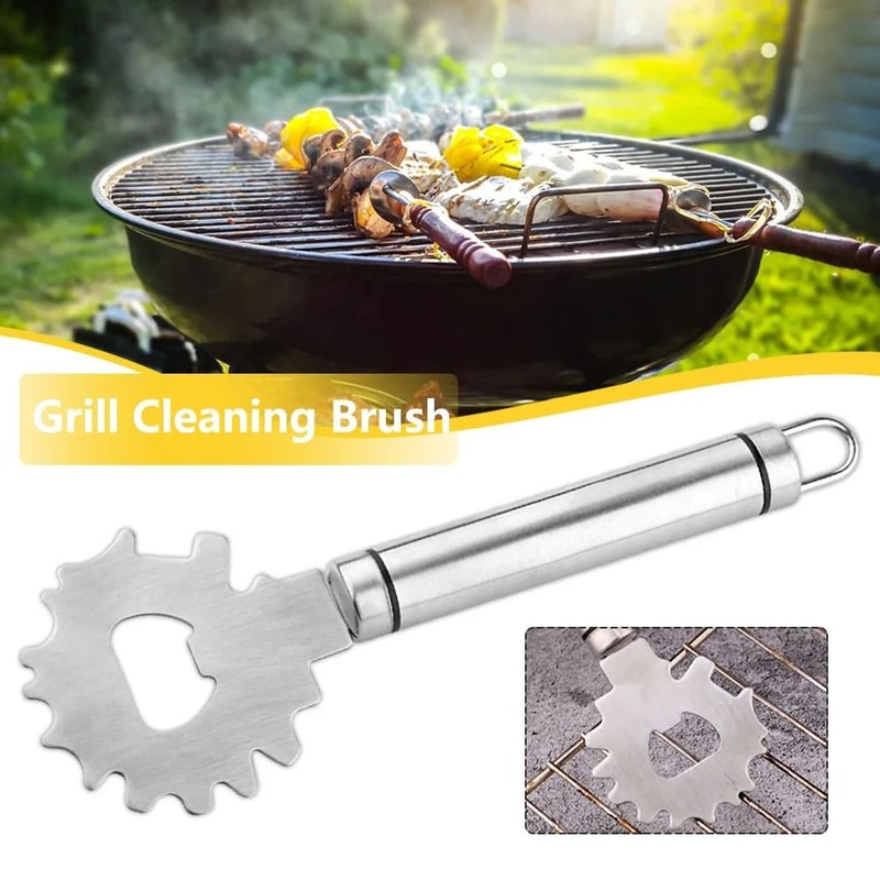 Stainless Steel BBQ Grill Scraper Heavy Duty Grill Cleaning Tool With Built In Bottle Opener 8