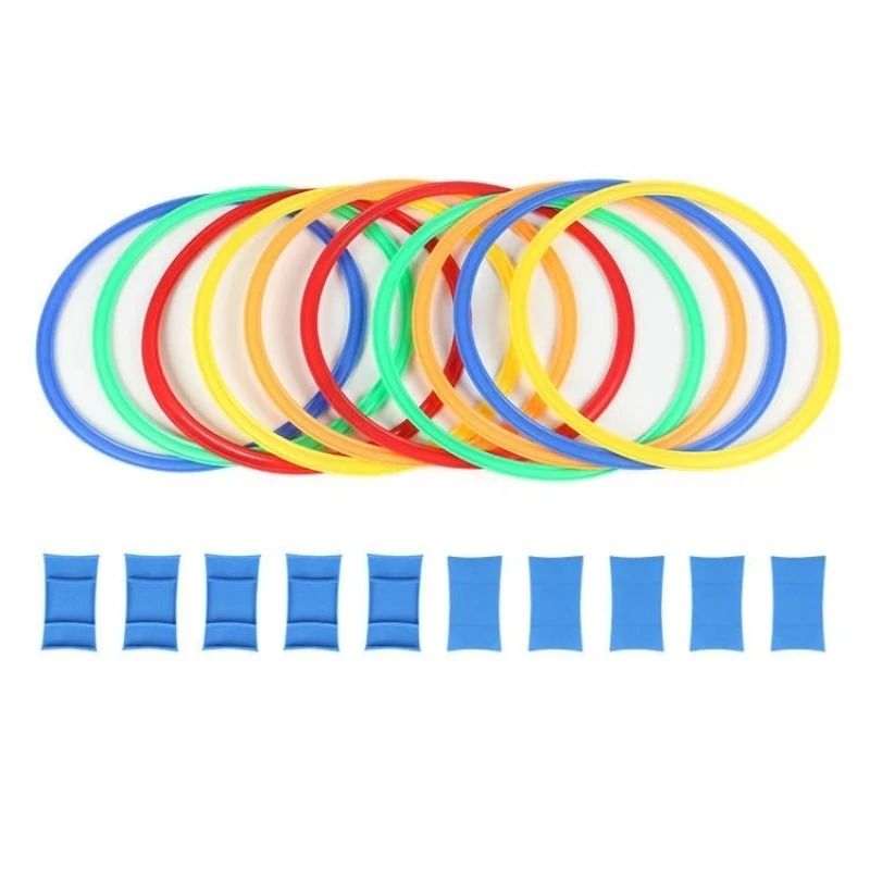 Kids Agility Training Hoops Set Outdoor Jump Ring Game 10 Hoop Lattice Exercise Toy 0