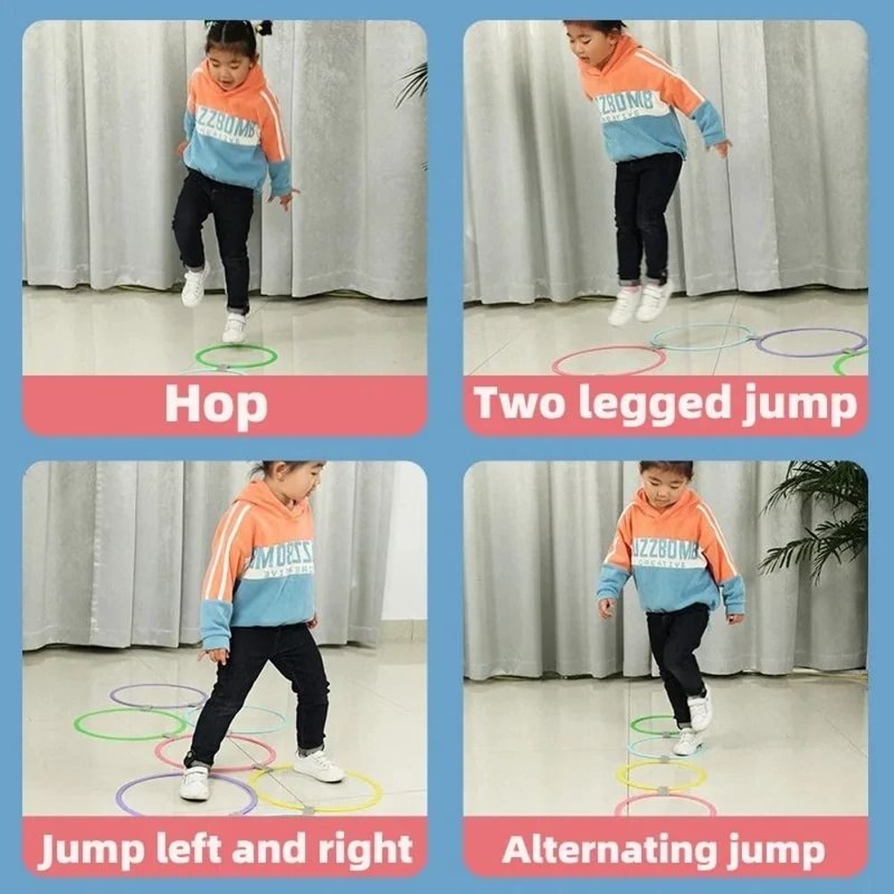 Kids Agility Training Hoops Set Outdoor Jump Ring Game 10 Hoop Lattice Exercise Toy 4