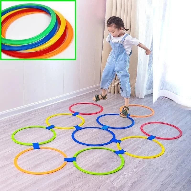 Kids Agility Training Hoops Set Outdoor Jump Ring Game 10 Hoop Lattice Exercise Toy 5