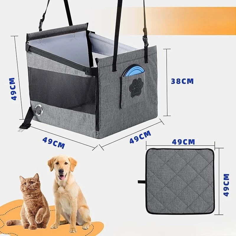 Portable Dog Car Seat Carrier Waterproof Pet Travel Seat With Safety Mesh Protector 3