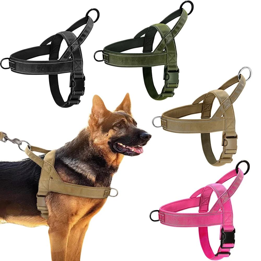 Tactical Dog Harness Adjustable No Pull Dog Harness With Handle And Reflective Straps For Large Dog 0