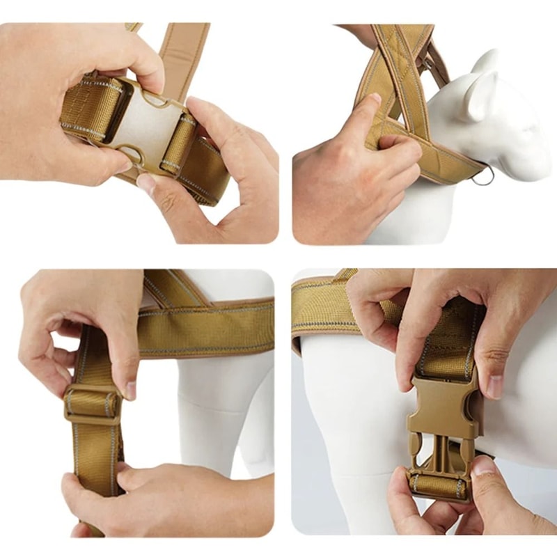 Tactical Dog Harness Adjustable No Pull Dog Harness With Handle And Reflective Straps For Large Dog 7