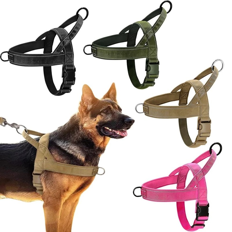 Tactical Dog Harness Adjustable No Pull Dog Harness With Handle And Reflective Straps For Large Dog 8