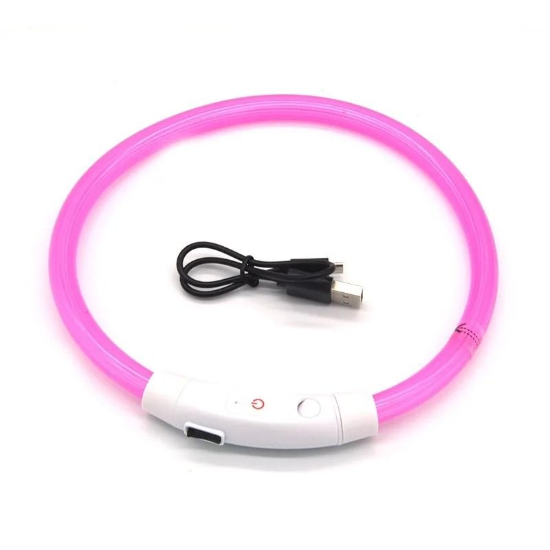 USB Rechargeable LED Dog Collar Fiber Optic Light Up Dog Collar For Night Safety 5