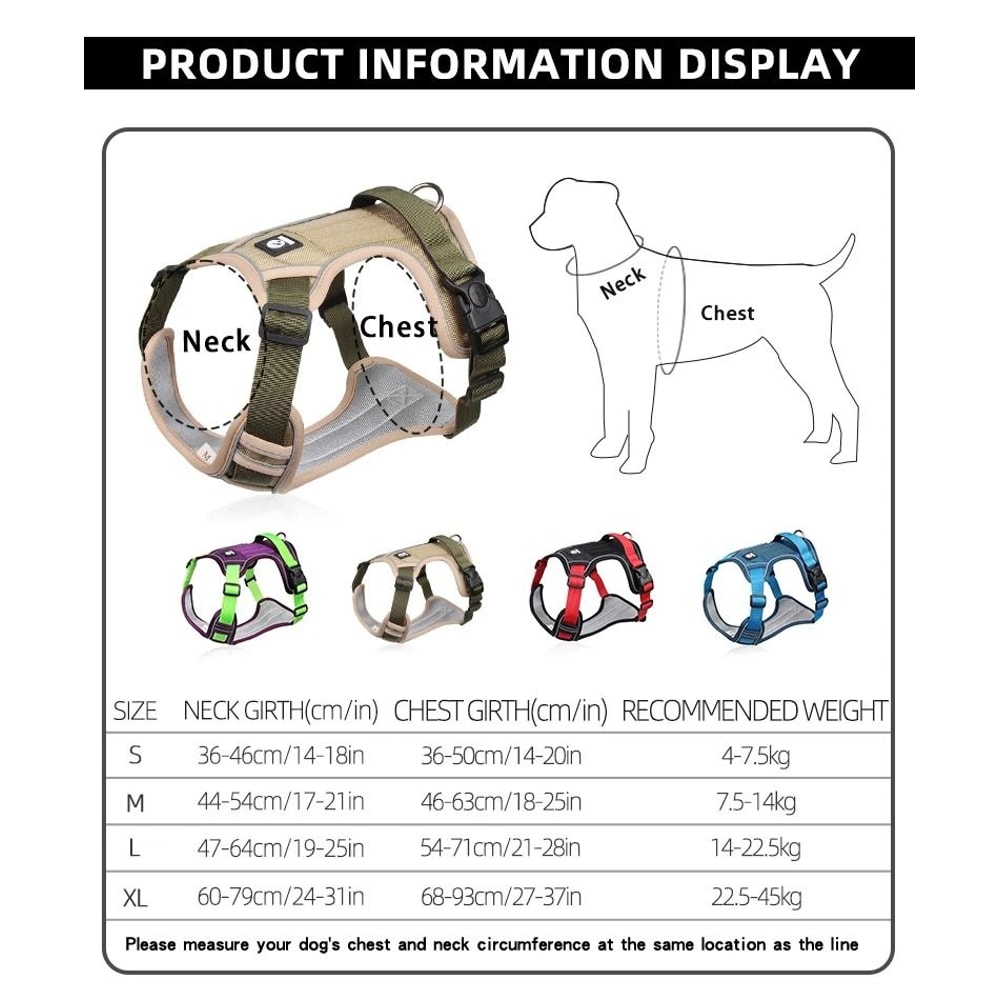 Reflective Dog Harness Adjustable No Pull Dog Harness Training Vest For Medium And Large Dogs 5