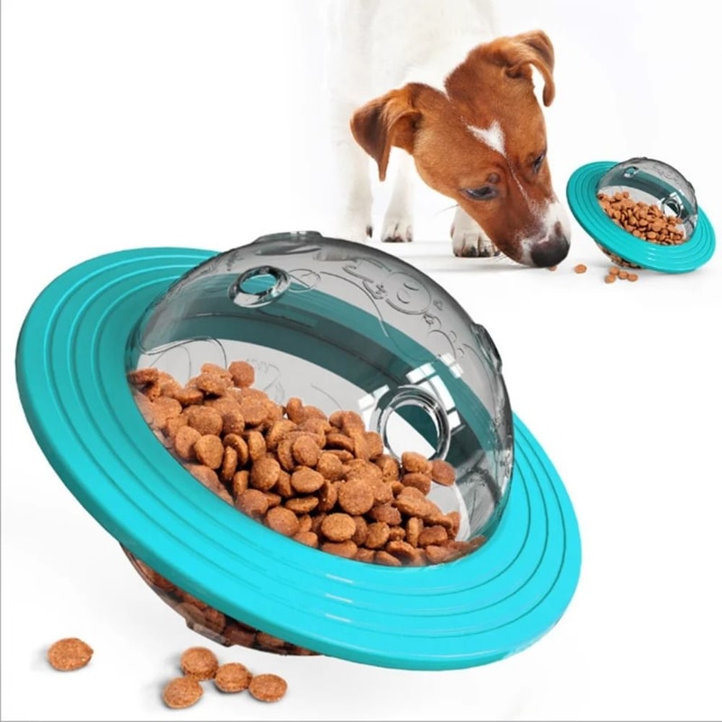 Chew Resistant Dog Treat Dispenser Toy Interactive Dog Puzzle Feeder Flying Saucer Toy For Strong C 1