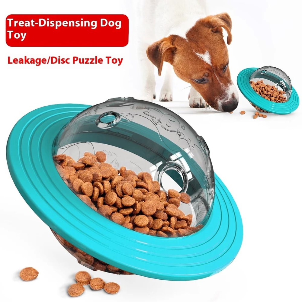Chew Resistant Dog Treat Dispenser Toy Interactive Dog Puzzle Feeder Flying Saucer Toy For Strong C 6