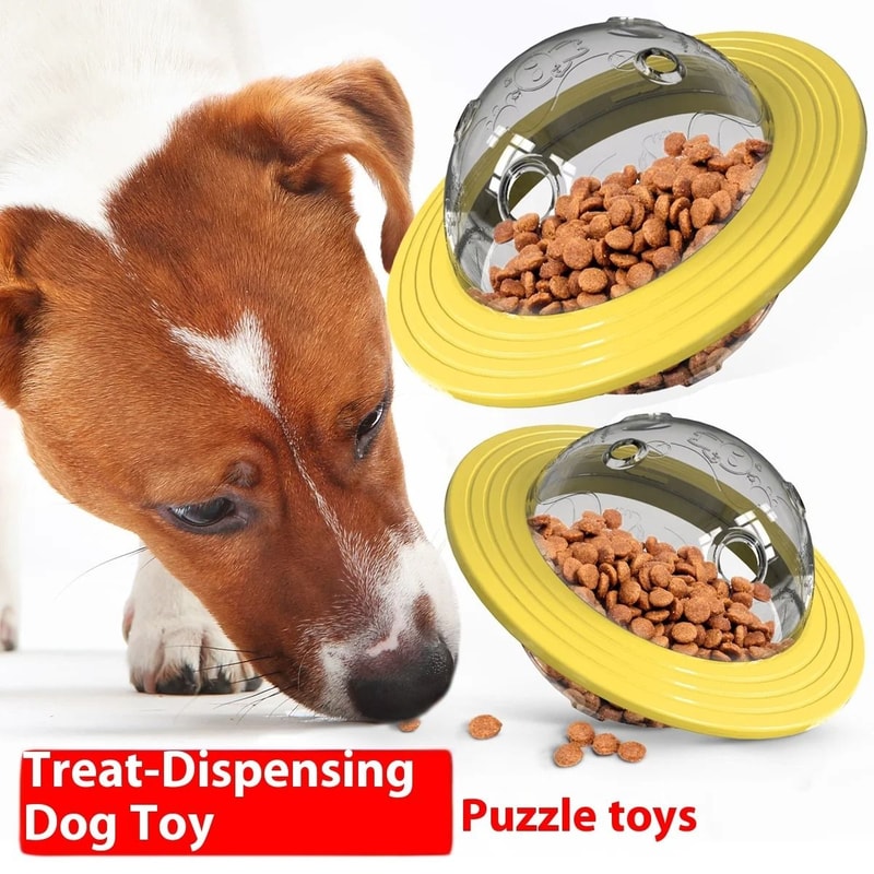 Chew Resistant Dog Treat Dispenser Toy Interactive Dog Puzzle Feeder Flying Saucer Toy For Strong C 7