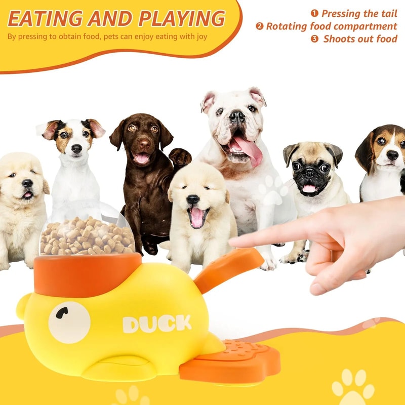 Duck Shape Dog Slow Feeder Toy Interactive Dog Food Dispenser Toy Adjustable Treat Feeder For Pets 7
