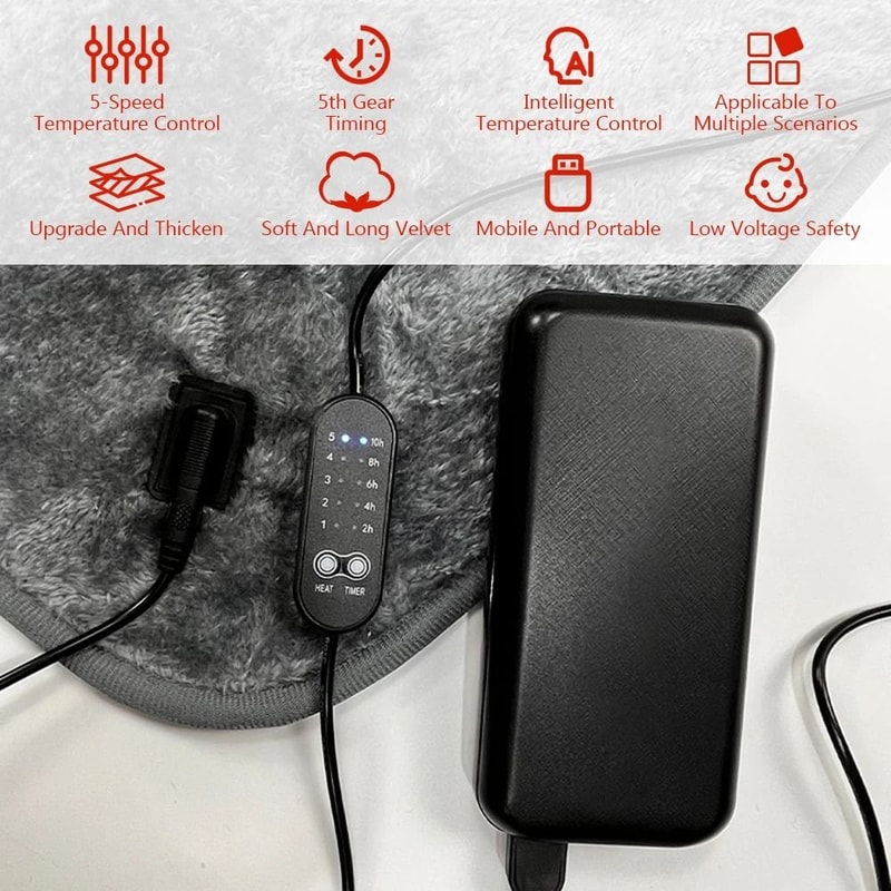 USB Electric Heating Blanket Plush Adjustable Heating Pad With Temperature Control And Timer 5