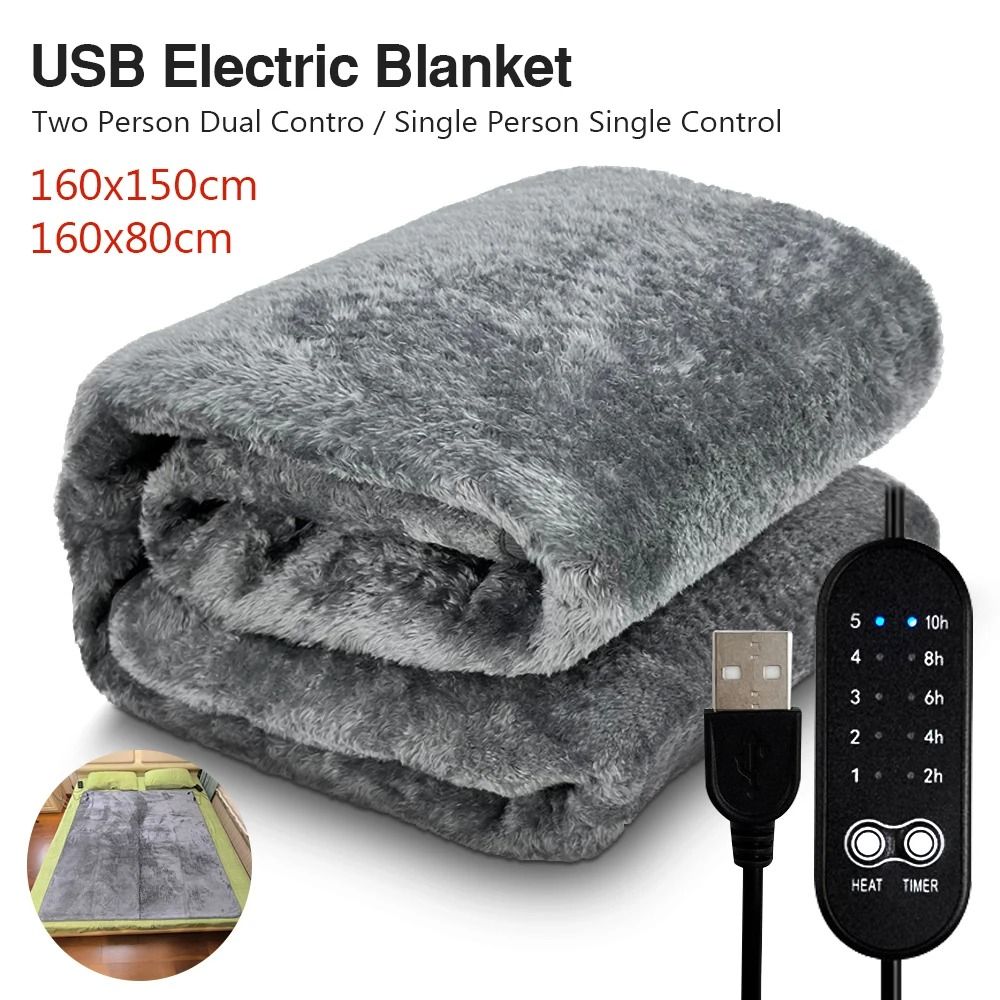 USB Electric Heating Blanket Plush Adjustable Heating Pad With Temperature Control And Timer 7