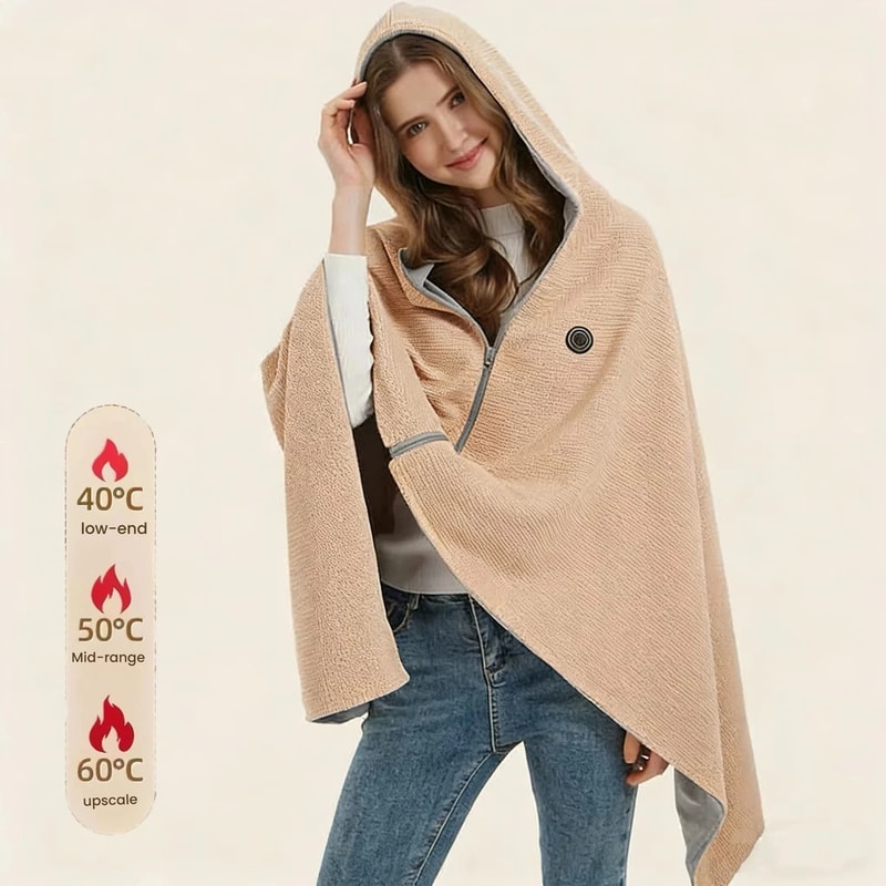 Portable USB Electric Blanket FastHeating Washable Warm Shawl For Home Office Camping 8