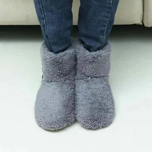 Rechargeable Heated Slippers Plush USB Foot Warmer Shoes for Cozy Winter Comfort