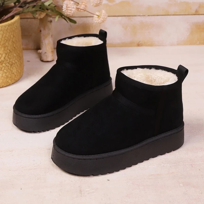 Womens Sheepskin Winter Boots Low Cut Fur Lined Snow Boots Warm Comfortable Shoes 3