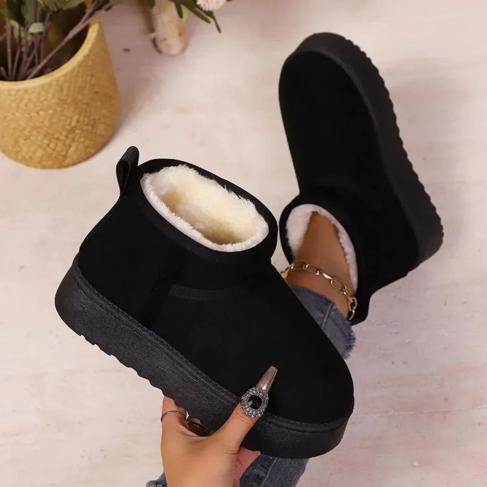 Womens Sheepskin Winter Boots Low Cut Fur Lined Snow Boots Warm Comfortable Shoes 5