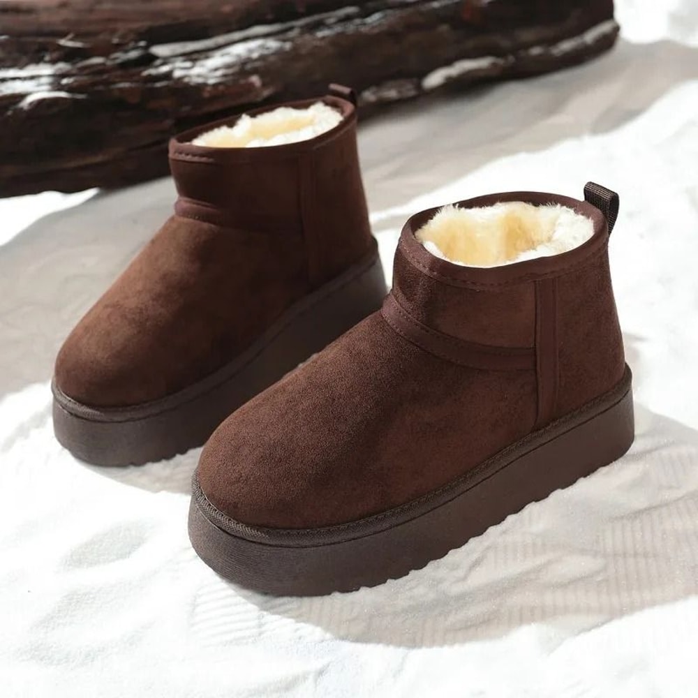 Womens Sheepskin Winter Boots Low Cut Fur Lined Snow Boots Warm Comfortable Shoes 6