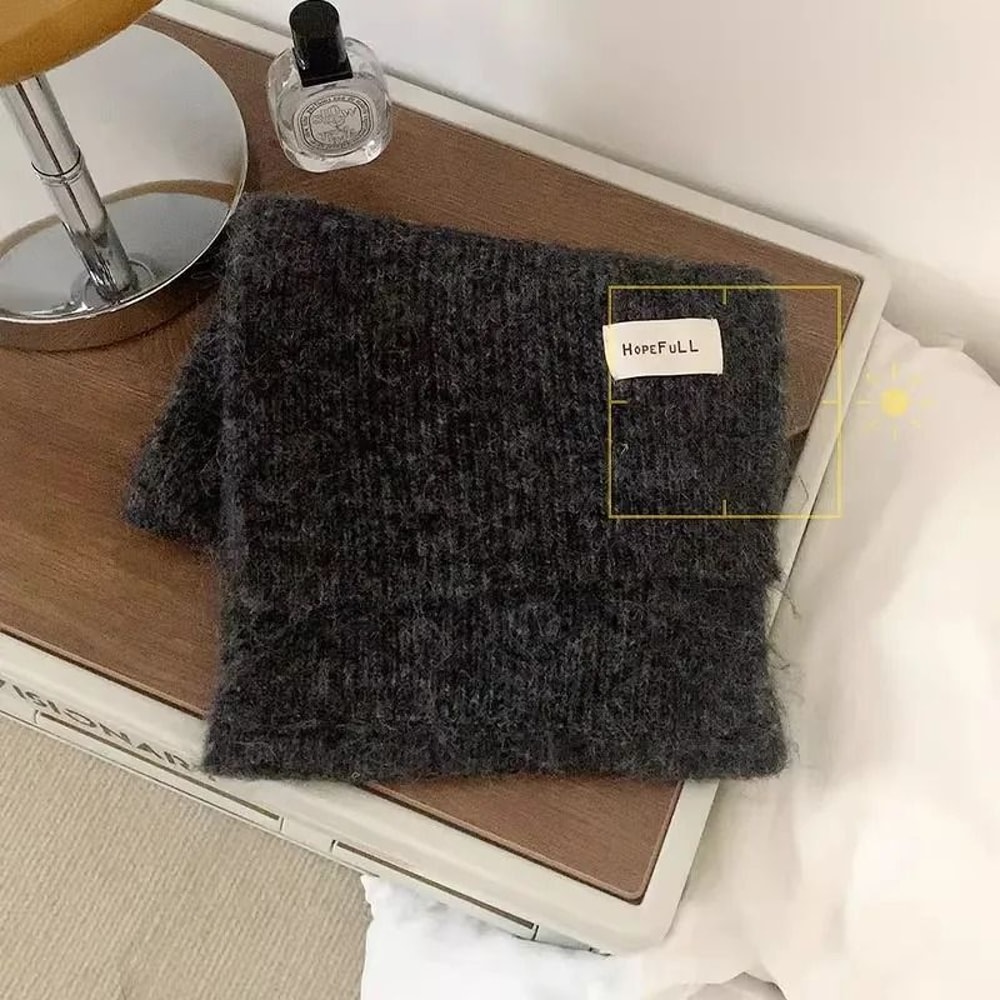 Soft Knitted Winter Scarf Warm Wool Neck Warmer Solid Color Cold Weather Scarf For Girls 3