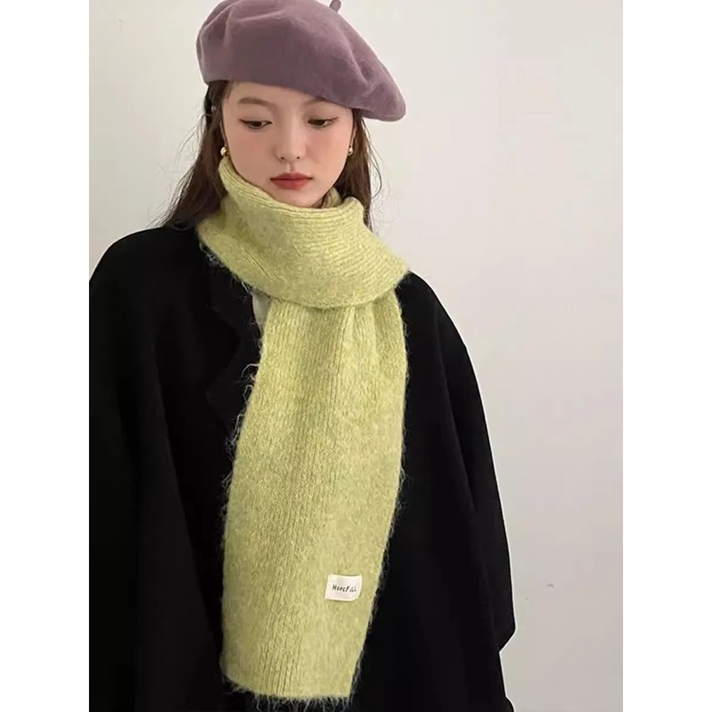 Soft Knitted Winter Scarf Warm Wool Neck Warmer Solid Color Cold Weather Scarf For Girls 5