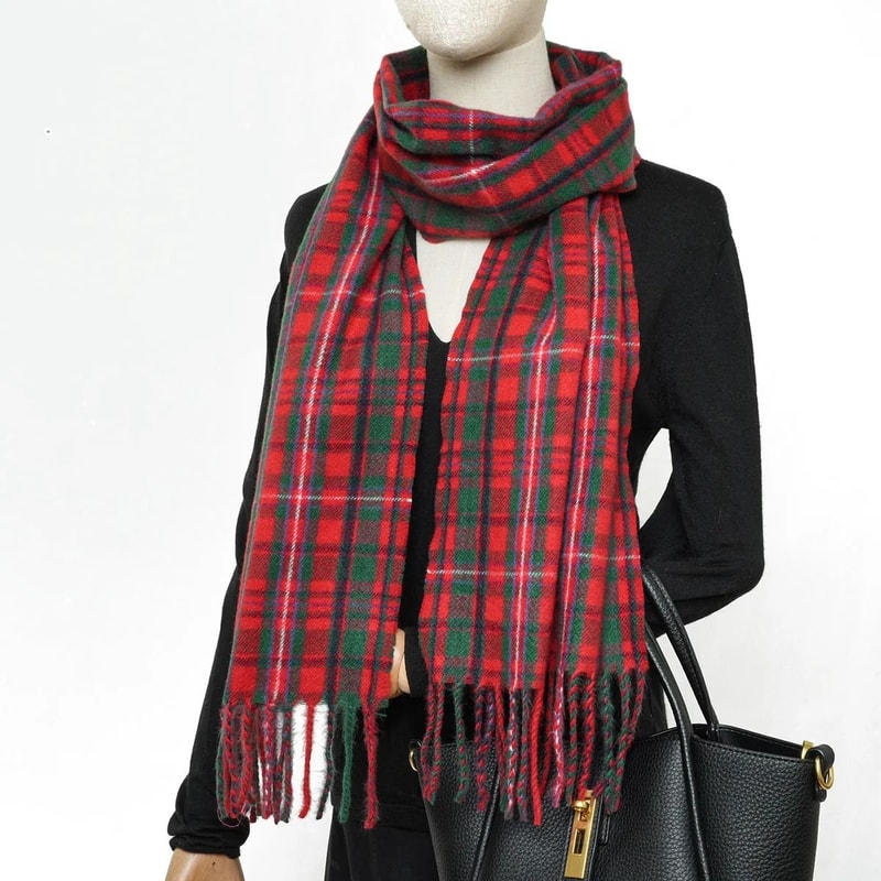 Classic Plaid Winter Scarf Soft Cashmere Feel Shawl Warm Holiday Scarf For Women And Men 6