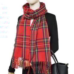 classic plaid winter scarf soft cashmere feel shawl warm holiday scarf for women and men