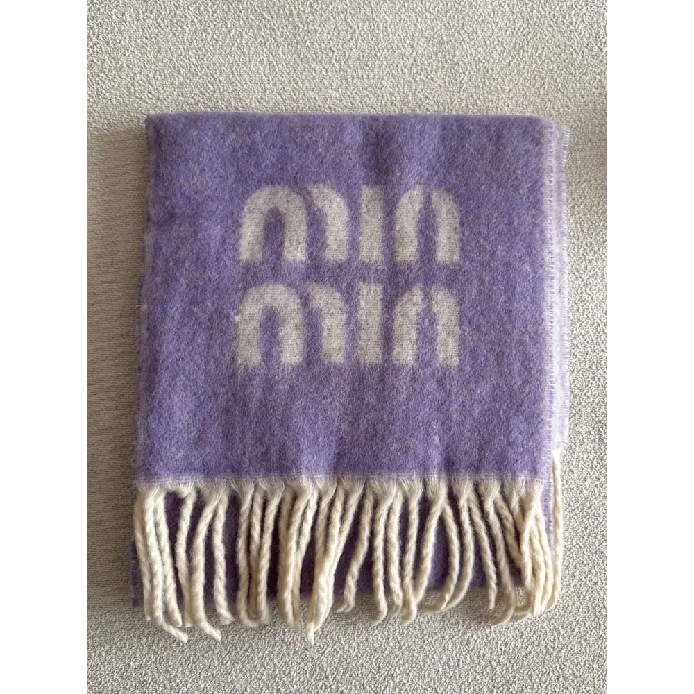 Thick Jacquard Knit Scarf Wool Blend Letter Pattern Winter Shawl Two Color Fashion Scarf 1