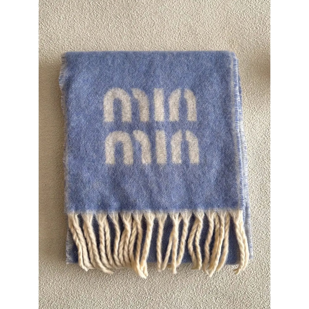 Thick Jacquard Knit Scarf Wool Blend Letter Pattern Winter Shawl Two Color Fashion Scarf 3