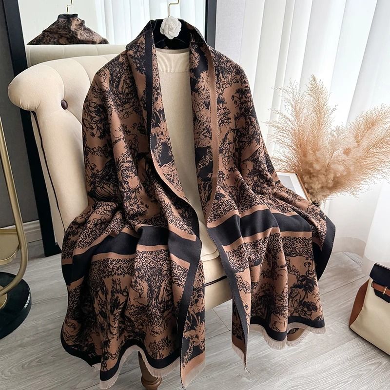 Reversible Pashmina Blanket Scarf Soft Imitation Cashmere Shawl Two Sided Winter Wrap For Women 9