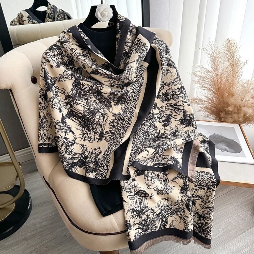 Reversible Pashmina Blanket Scarf Soft Imitation Cashmere Shawl Two Sided Winter Wrap For Women 11