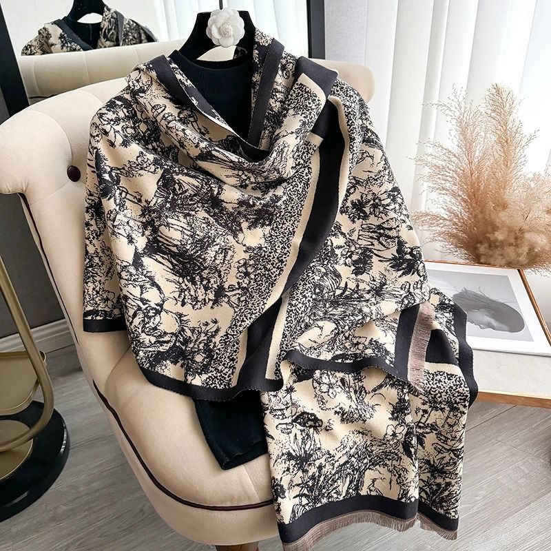 Reversible Pashmina Blanket Scarf Soft Imitation Cashmere Shawl Two Sided Winter Wrap For Women 11
