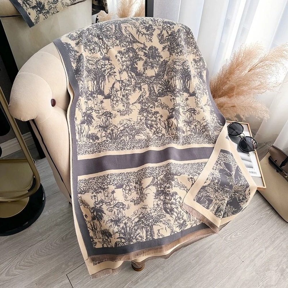 Reversible Pashmina Blanket Scarf Soft Imitation Cashmere Shawl Two Sided Winter Wrap For Women 4