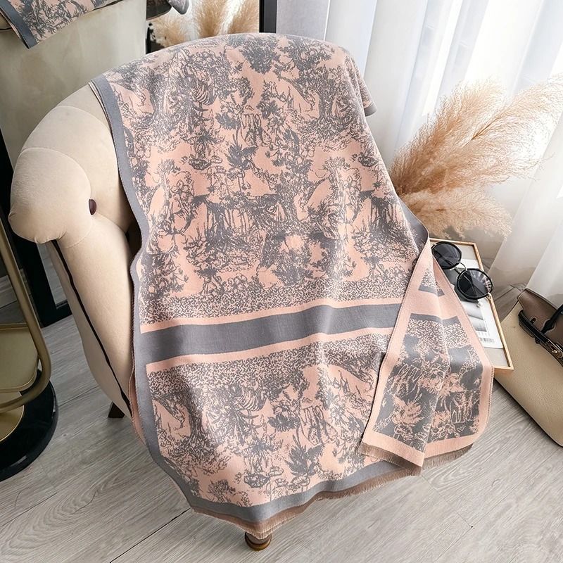 Reversible Pashmina Blanket Scarf Soft Imitation Cashmere Shawl Two Sided Winter Wrap For Women 2
