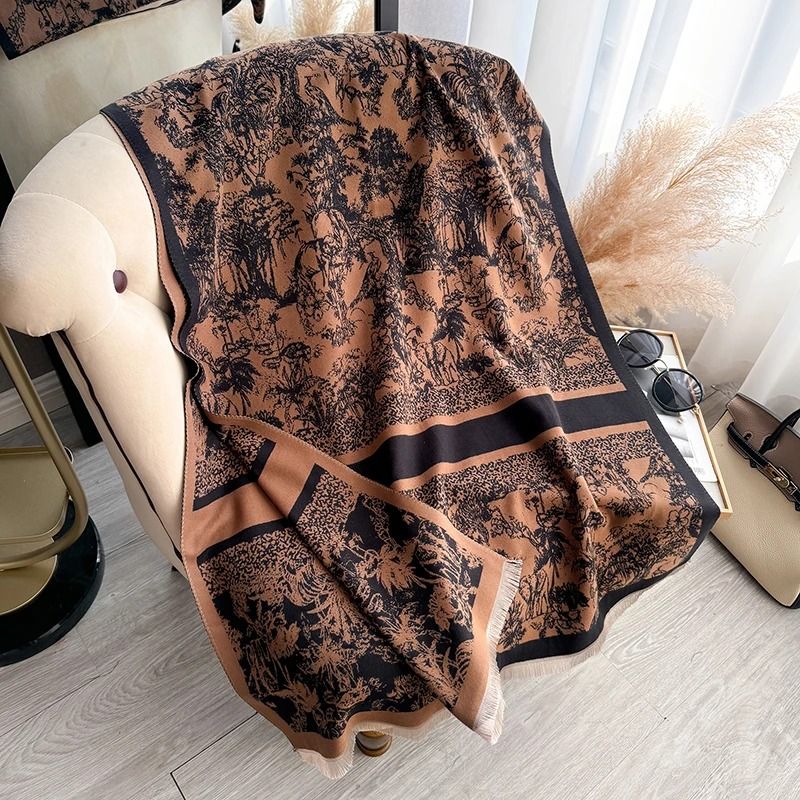 Reversible Pashmina Blanket Scarf Soft Imitation Cashmere Shawl Two Sided Winter Wrap For Women 0