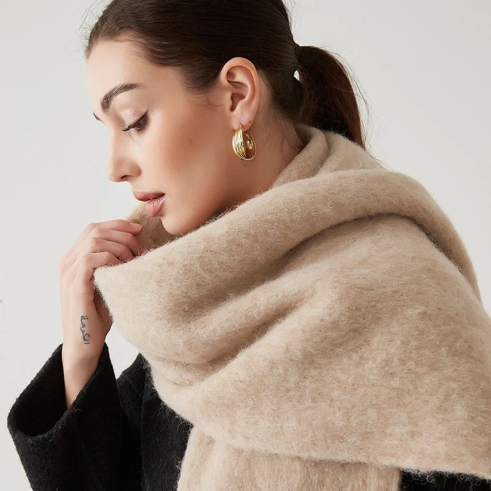 Unisex Wool Blend Winter Scarf Thick Thermal Muffler Shawl Soft Solid Color Cold Weather Wrap 6