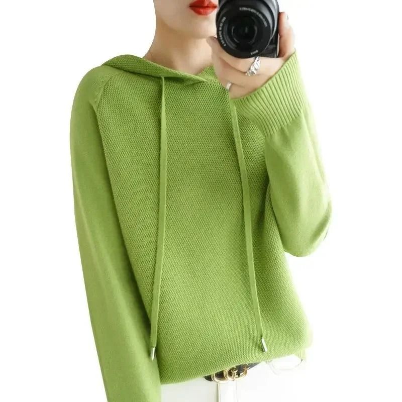 Womens Hooded Knit Sweater Korean Style Casual Pullover Hoodie Warm Long Sleeve Autumn Winter Top 13