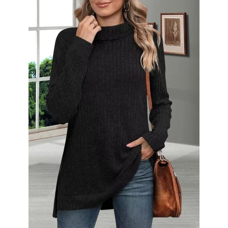 Womens Striped Turtleneck Sweater Thick Loose Knit Pullover Warm Long Sleeve Autumn Winter Top 6