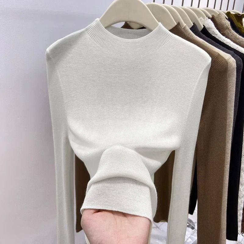 Womens Slim Turtleneck Sweater Korean Style Knit Base Layer Pullover Warm Casual Autumn Winter Top 4