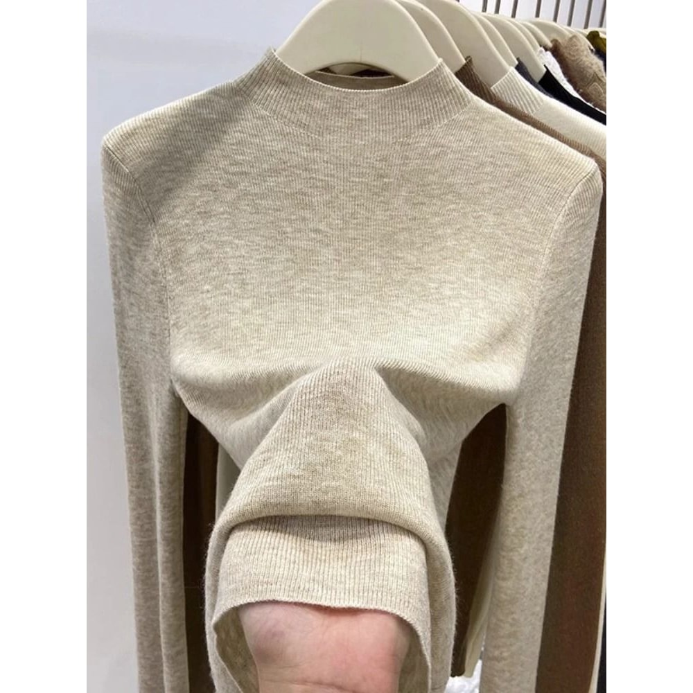 Womens Slim Turtleneck Sweater Korean Style Knit Base Layer Pullover Warm Casual Autumn Winter Top 9